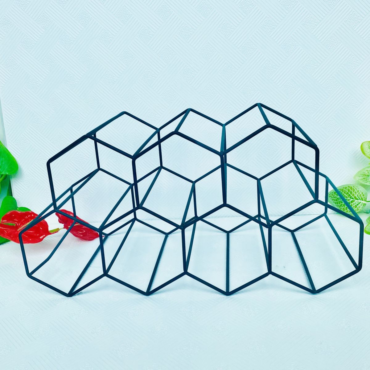 Tabletop or Countertop Free-Stand Bottle Wine Rack Modern Metal Wine Bottle Holder