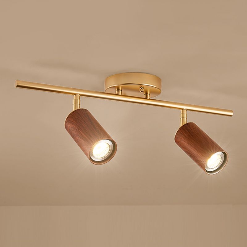 Modern Minimalist Track Lighting Fixtures New Chinese Walnut Color Household Living Room Bedroom Aisle Surface Mounted Spotlight