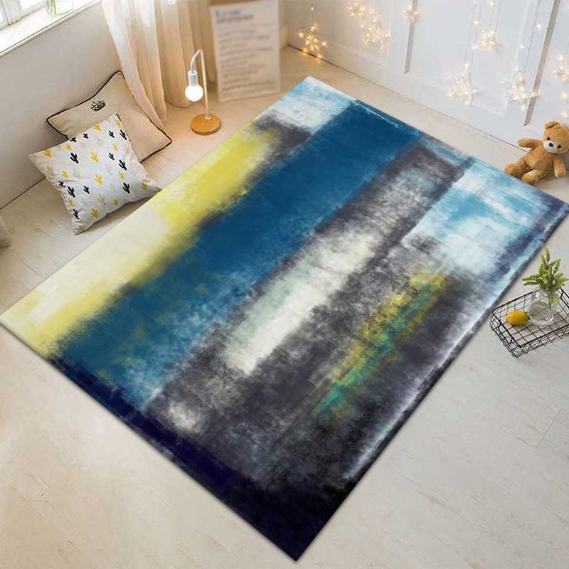 Casual Watercolor Printed Rug Funky Artistic Carpet Polyester Friendly Washable Rug for Living Room