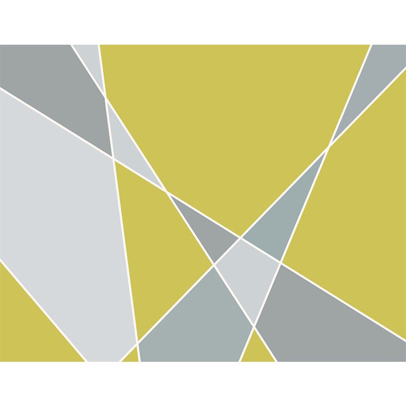 Grey-Yellow Modern Art Murals Large Size Geometric Wall Decoration for Living Room