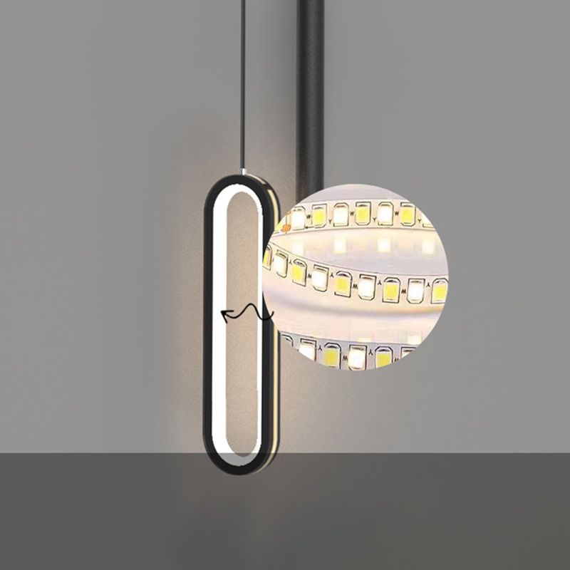 Moderne Röhre und ovales 14 -W -Anhänger helles Schlafzimmer Wohnzimmer Esszimmer LED schwarzer Aluminium Anhänger