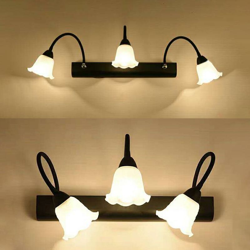 Traditional Simplicity Flower Vanity Sconce Lights Milk Glass Wall Mount Light Fixture