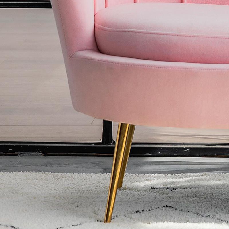 30.7"H Scandinavian Velvet/ Faux Leather Armless Curved Loveseat Sofa