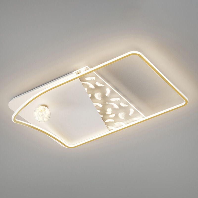 Plafonnier LED moderne et créatif en plumes, 3 lumières en fer, pour salon et chambre à coucher