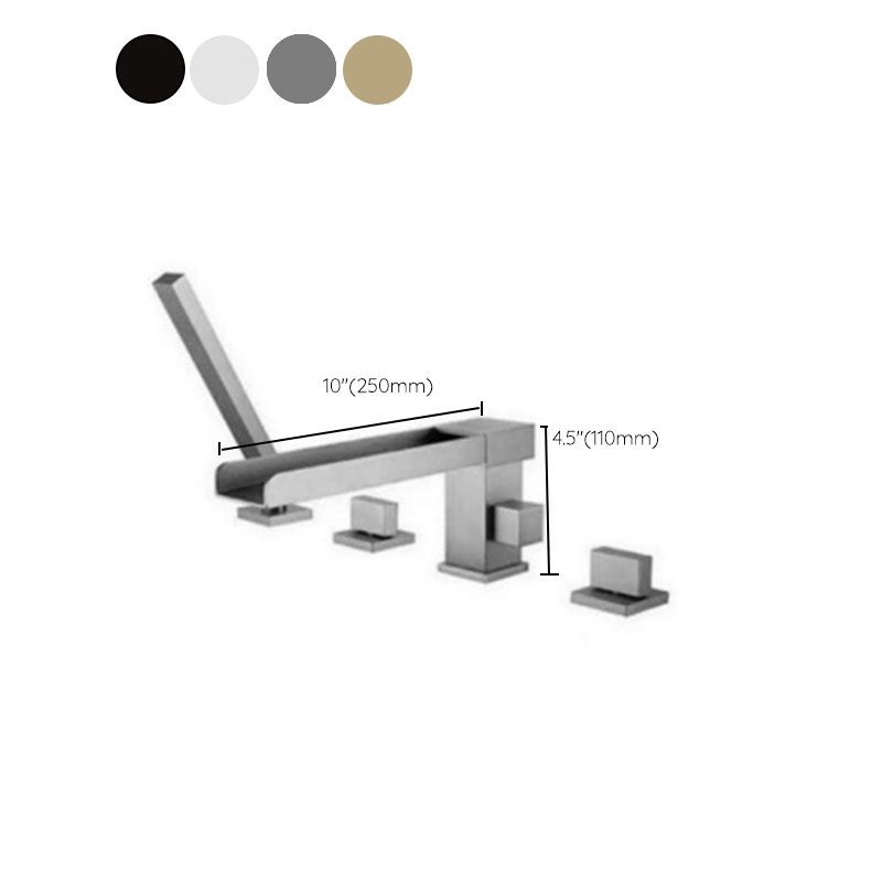 Modern Tub Filler Trim Copper with Hand Shower Deck-Mount Roman Tub Set