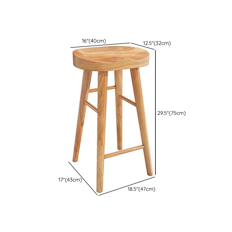 Solid Wood Dining Stool Contemporary Bar Stools with Footrest
