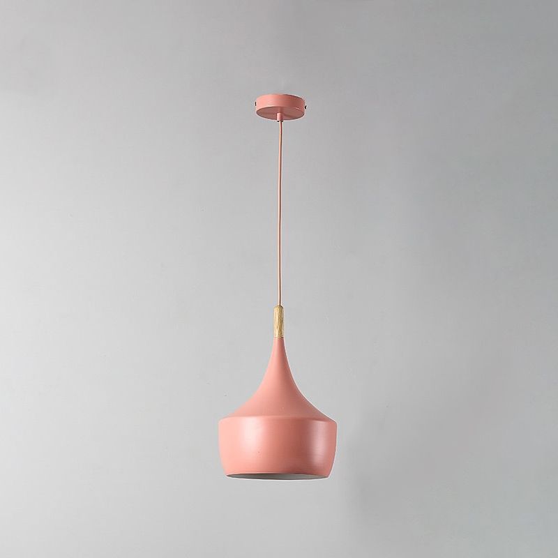 Geometry Drop Pendant Simplicity Metal 1-Light Dining Room Hanging Light Kit with Wood Cork