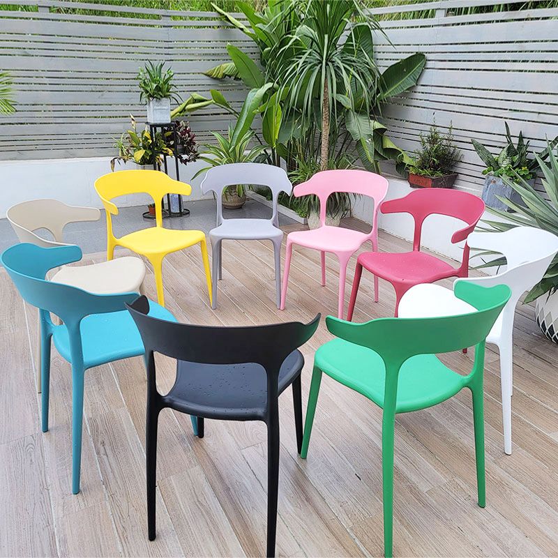 Sillas de comedor estilo Glam, silla auxiliar de plástico sin brazos para cocina (juego de 4)