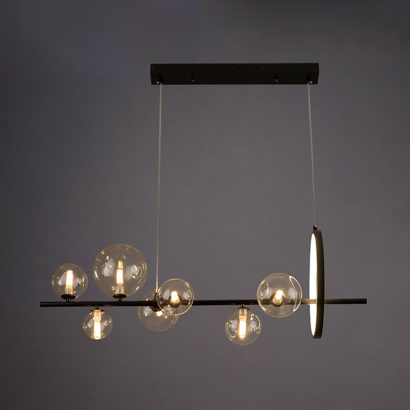 Simple Glass Hanging Island Light Metal LED Hanging Lighting Fixture for Sitting Room