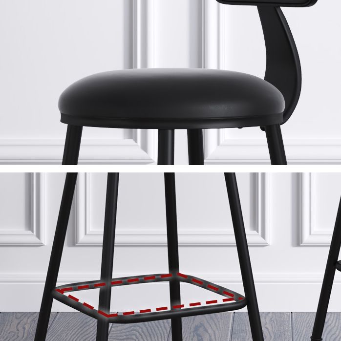 Modern Backrest Armless Counter Stool Iron Cafe Bar Stool with Leather Cushion