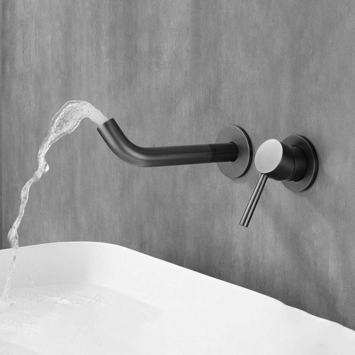 Single Handle Bathroom Faucet Modern Wall Mounted Widespread Lavatory Faucet