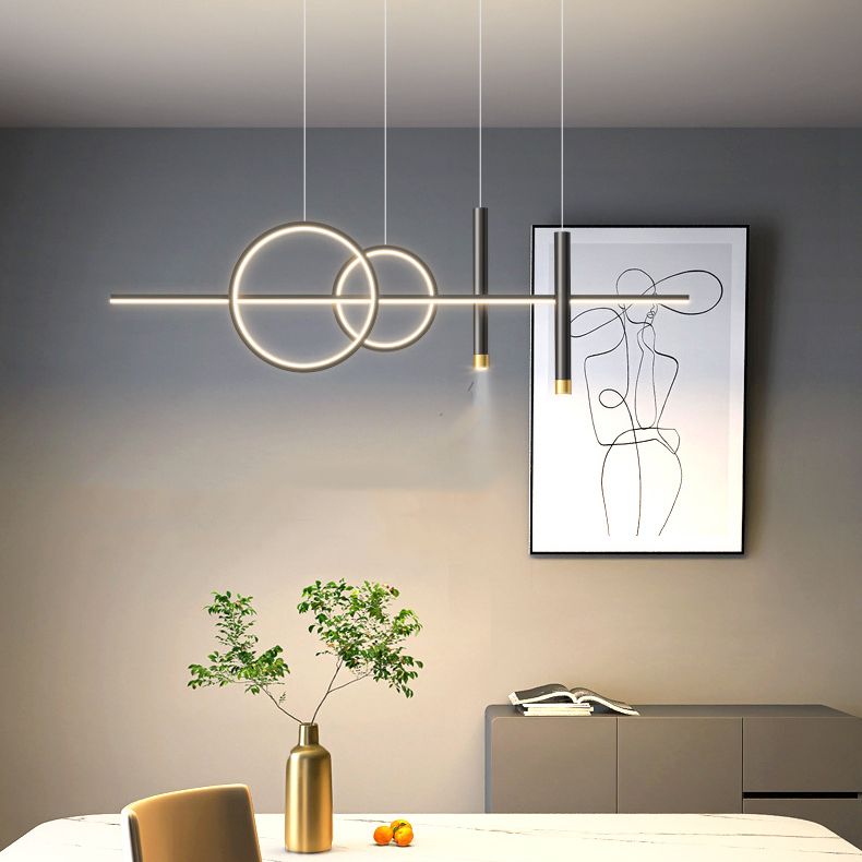 Contemporary 5-Light Golden Kitchen Island Lighting LED Ceiling Light