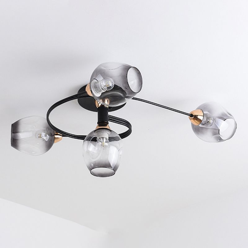 Industrial Dome Shade Unique Flush Mount Ceiling Lights Metal Semi-Flush Mount for Bedroom