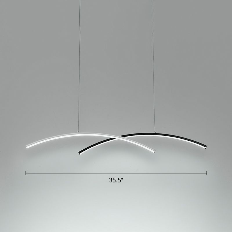 Black and White Arc Ceiling Lighting Simplicity LED Metal Hanging Island Light for Living Room