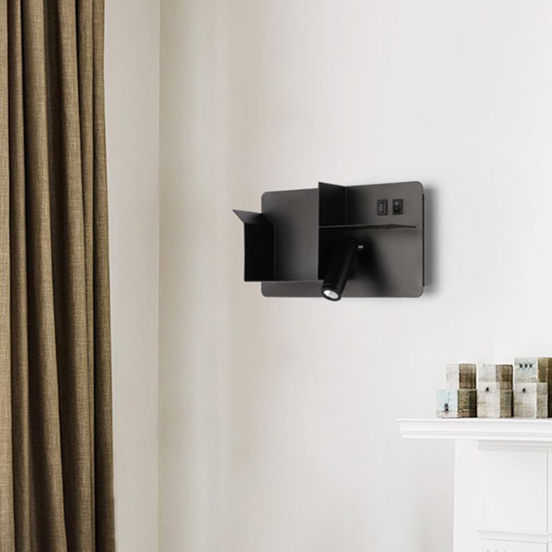 Éclairage mural tubulaire en métal modernisme modernisme noir / blanc LED Mur Murn Lighting avec cadre d'étagère