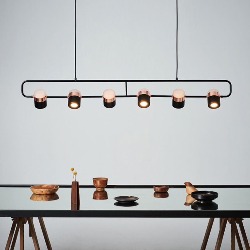 Cylinder Island Light Fixtures Modern Multi-Light Island Chandelier Lights with White Acrylic Shade