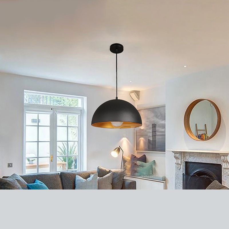 Black Dome Commercial Pendant Lighting Industrial Metal Restaurant Hanging Light Fixture