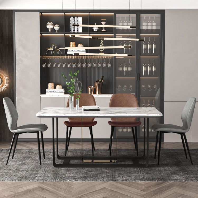 Faux Leather Contemporary Dining Room Chair Matte Finish Solid Back Dining Chairs