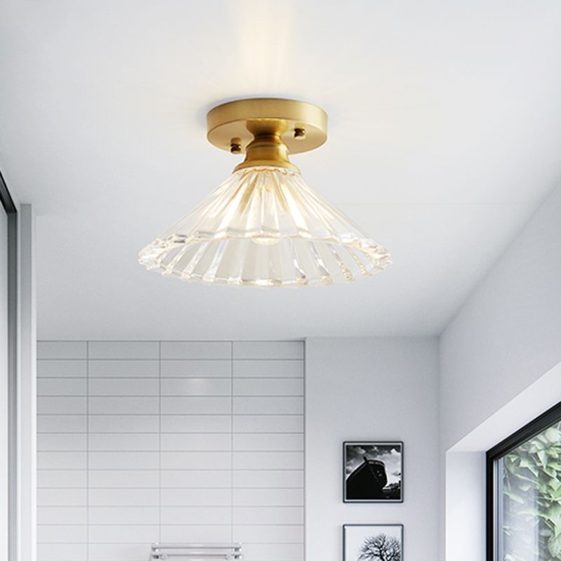 Messing Schaduwrijke Kleine Flushmount Verlichting Landelijke Enkele Badkamer Semi Flush Plafond Licht
