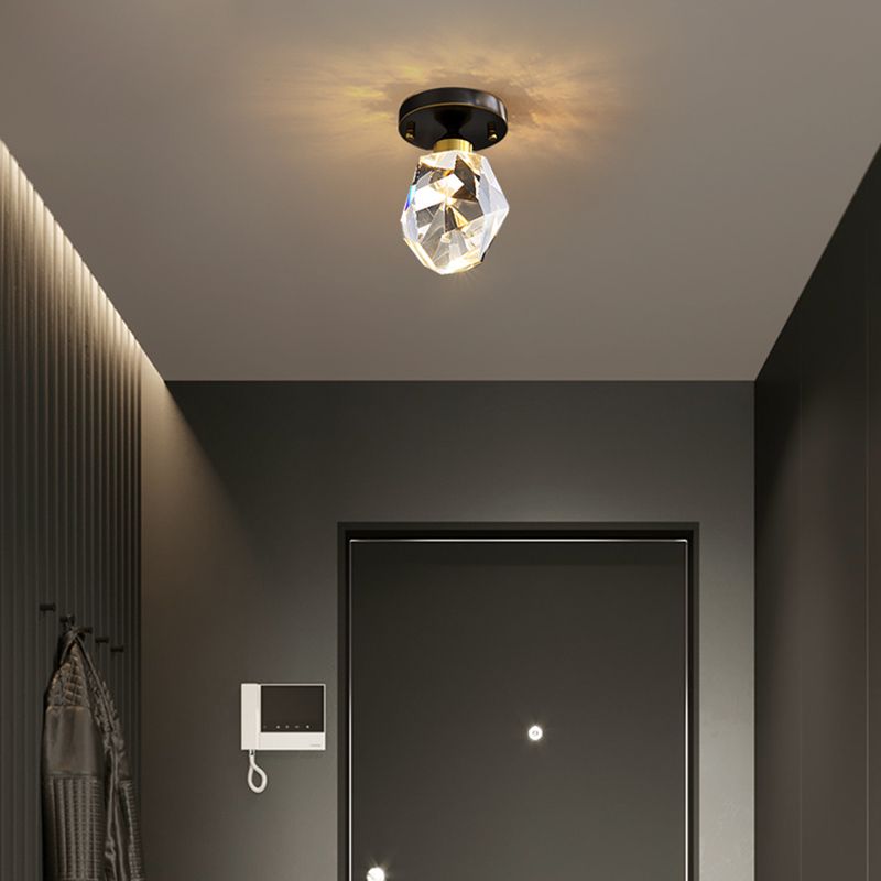 Single Head LED Ceiling Lighting Modern Flush Mounted Ceiling Lights with Crystal Shade