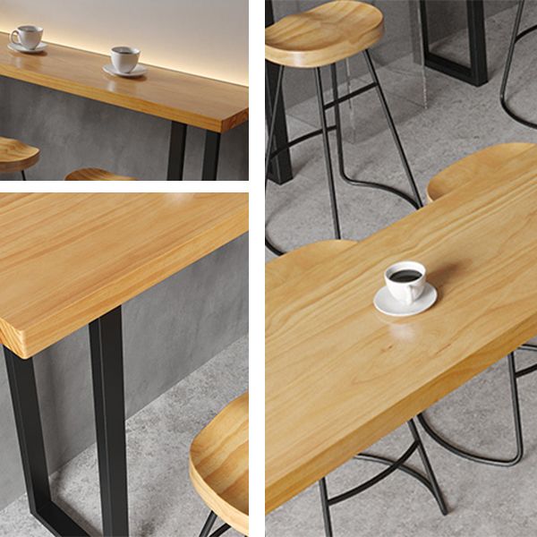 Modern 1/4/7 Pieces Bar Table Set Rectangle Wood Counter Table with Stools for Cafe