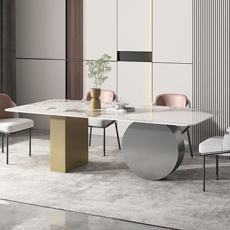 Sintered Stone Minimalist Dining Room Set with Rectangle Table and Metal Base Table Furniture