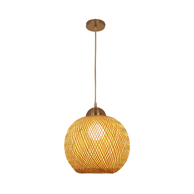 Globe Suspension Anhänger zeitgenössischer Bambus 1 Lampenholz Hanging Light Kit, 12 "/14" breit