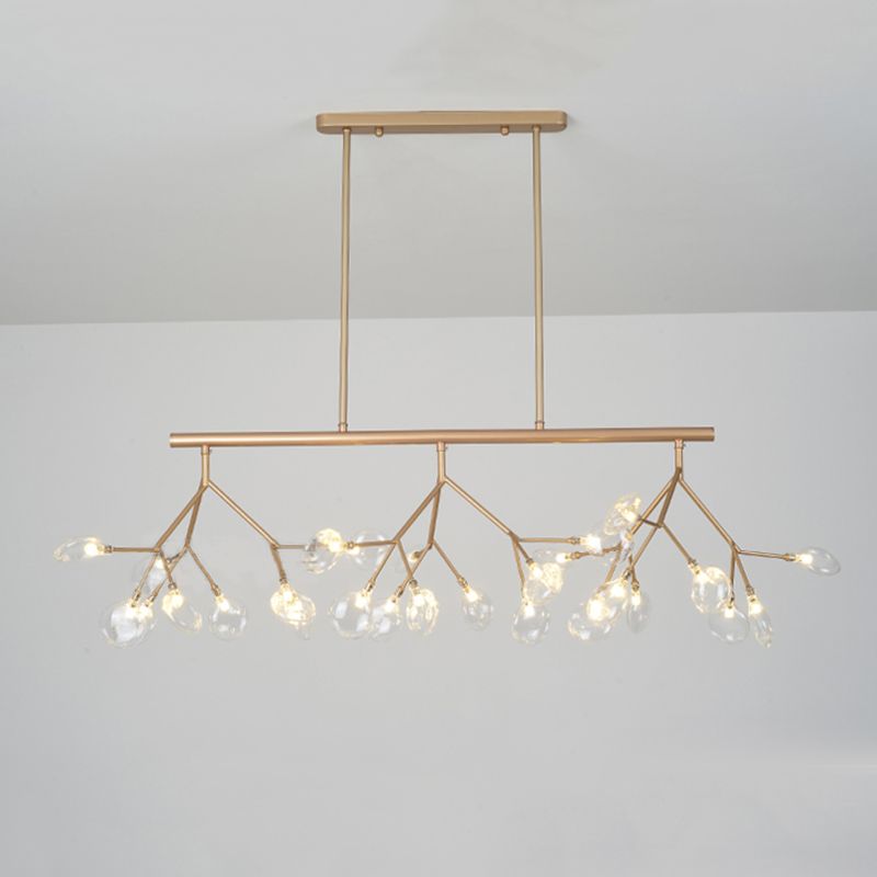 Luce a sospensione moderna di lusso a ciondolo di lucentezza in ferro battuto con soffitto di sputnik con tonalità di vetro