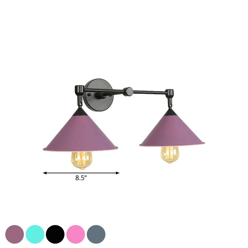 Two-light Metal Wall Sconce Cone-shaped Antique Sconce Lamp for Living Room Dining Room