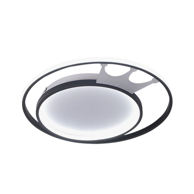 Cartoon Crown Acrylic Flush Mount Lamp LED Ceiling Mounted Light in White for Living Room, Warm/White Light