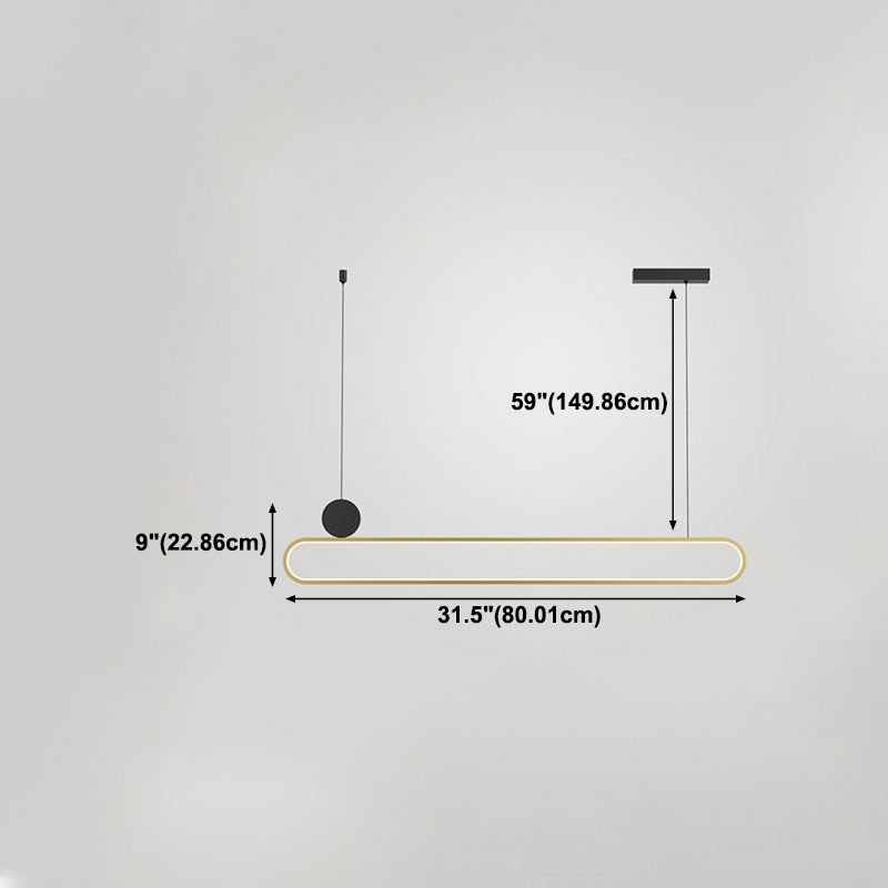 Eigentijdse stijl lineaire vorm eilandlichten metaalhangende hanglampen in goud