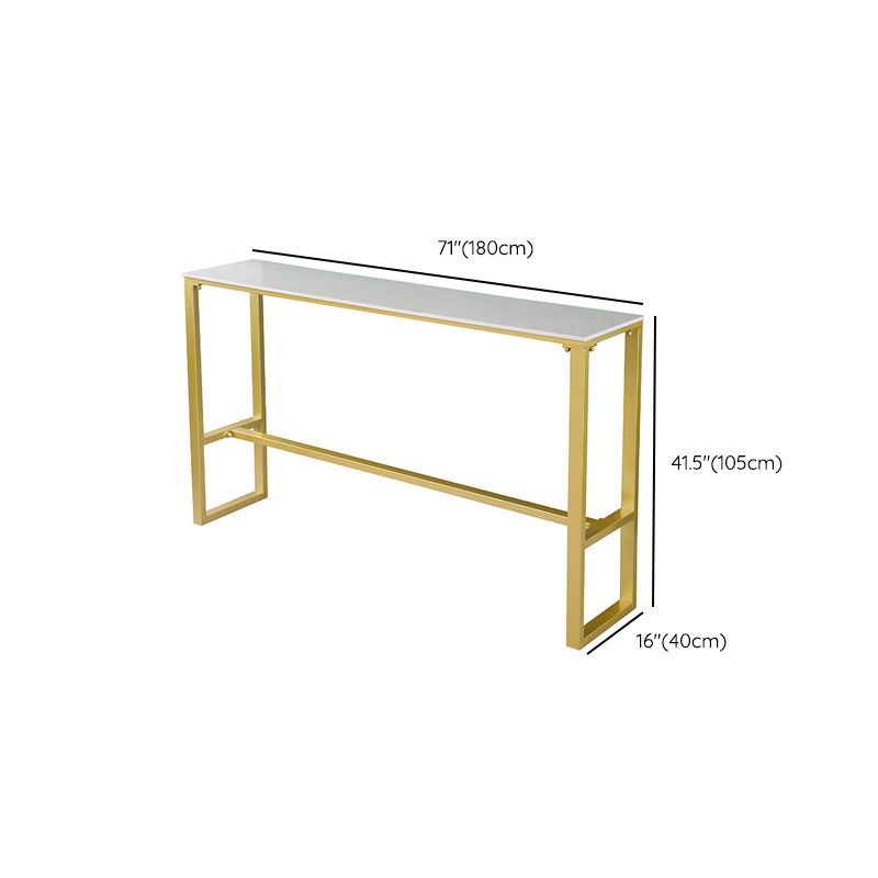 Faux Marble Bar Table Set 1/4/7 Pieces Rectangle Counter Table with Metal Base Stools