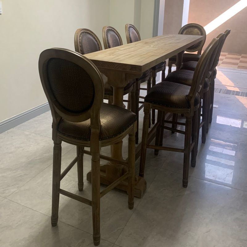 Rectangle Bar Pub Table Set 1/3/4 Pcs Antique Solid Wood Bar Table and Stools