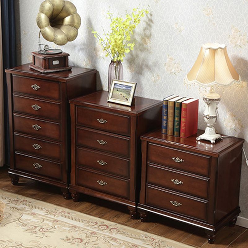 Traditional Wooden Bedroom Chest Vertical Storage Chest with Drawers