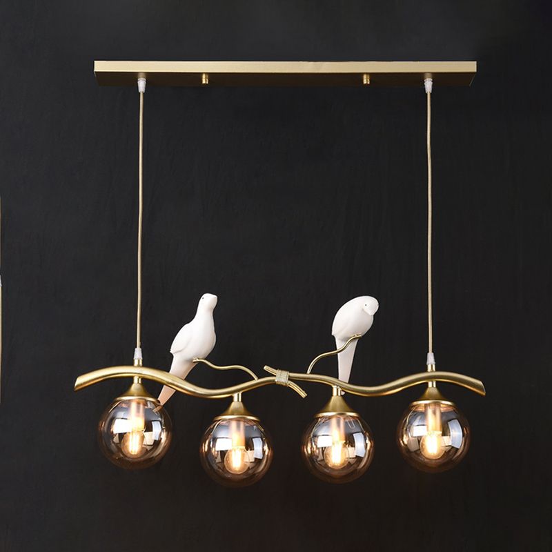 Nordic Modern Island Lamp Round Glass Shade Chandelier Light Fixture for Dining Room