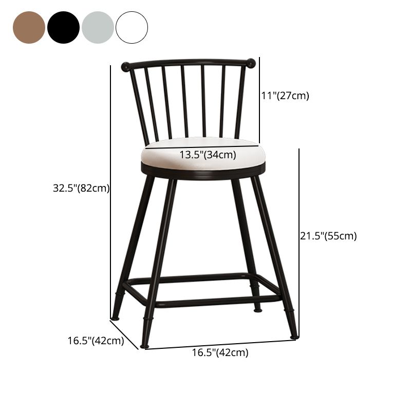 Taburete de bar moderno sin brazos con respaldo, taburete de acero para tienda de té con leche y cojín de cuero