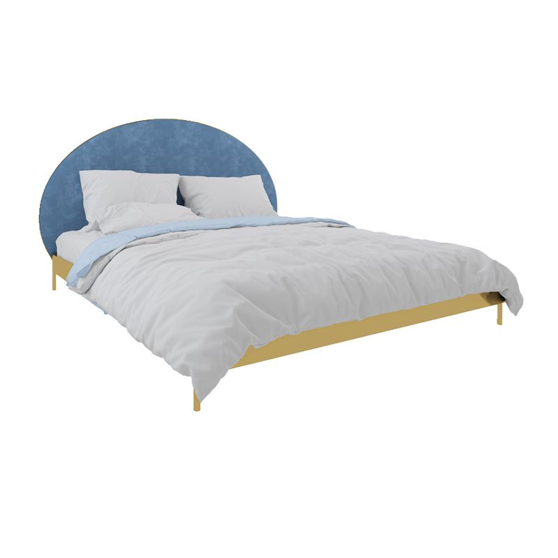 Glam Metal and Upholstered Bed Frame with Arched Upholstered Headboard