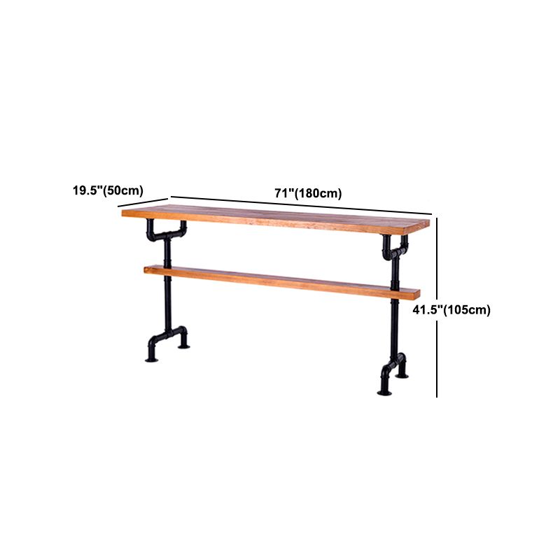 Industrial Rectangle Solid Wood Bar Table Set 1/7 Pieces Counter Table with High Stools