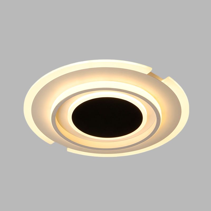 Folding Circle Flush Light Fixture Contemporary Acrylic 16.5"/20.5" Wide LED Bedroom Flush Mount Lamp in Black and White