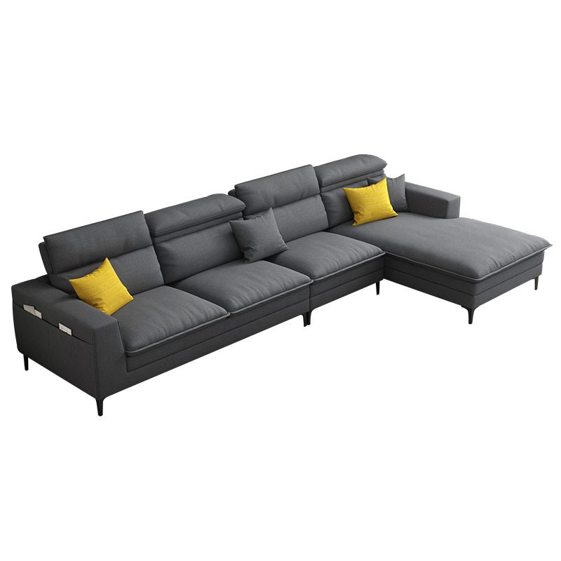 Linen Contemporary Cushions Sofa & Chaise Cushion Back Square Arm Sofa
