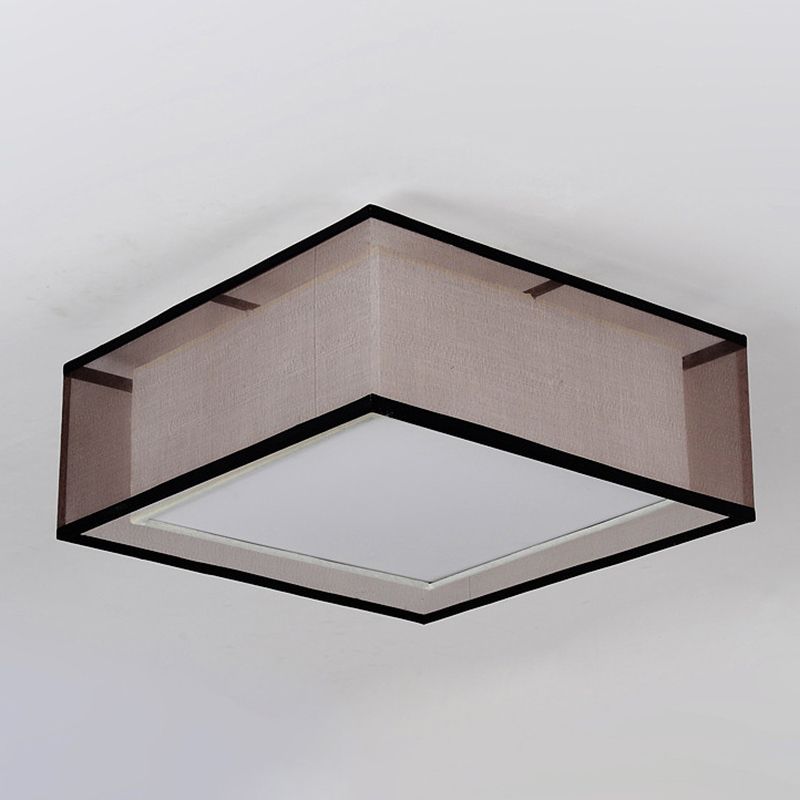Modern Square Ceiling Lamp Multi Lights Ceiling Mount Light with Fabric Shade for Bedroom