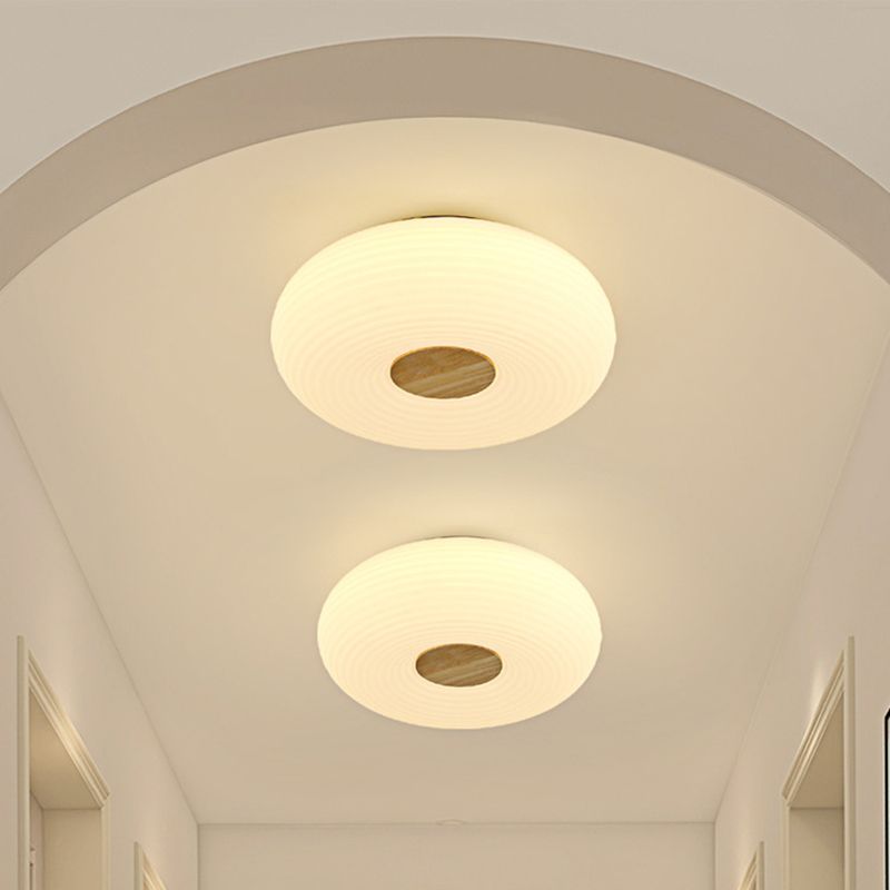 Modern LED Metal Flush Mount Geometric Shape Ceiling Light with Plastic Shade for Bedroom