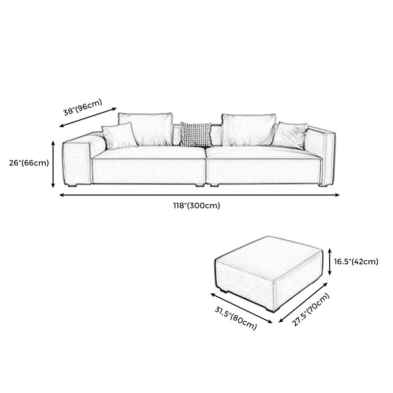 Scandinavian Grey Faux Leather Square Arm Sofa/Sectional with Wear-Resisting