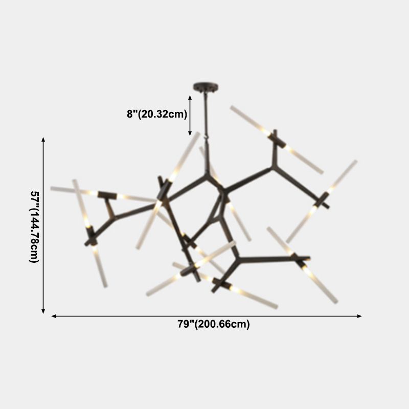 Luz de lámpara de lámpara de estilo moderno Rama de metal colgante de metal en negro