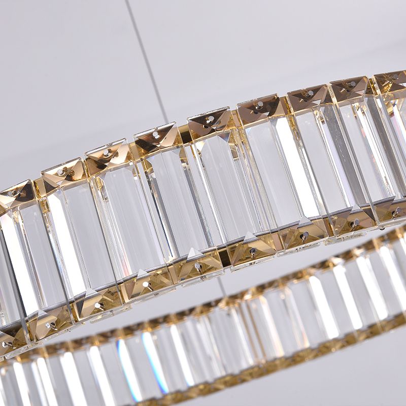 Contemporary Linear LED Ceiling Lamp Fixtures Crystal Island Pendant for Dinning Room