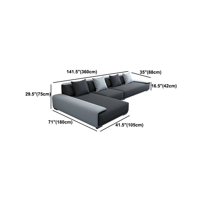 Scandinavian Velvet 3/4-seat Sectional Pillow Top Arm Sectional