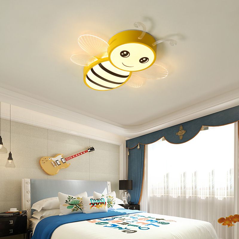 Metal Bee Flush Mount Plafond Verlichting Armatuur Kids Stijl LED Dicht Bij Plafond Lamp