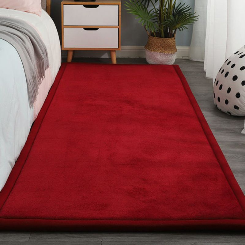 Solid Color Rug Short Velvet Living Room Carpet Polyester Washable Area Rug