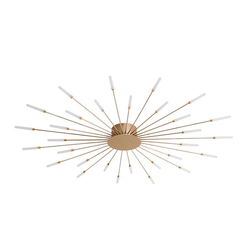 Modern Minimalist LED Semi Flush Mount Lacquered Iron Linear Ceiling Light with Acrylic Shade