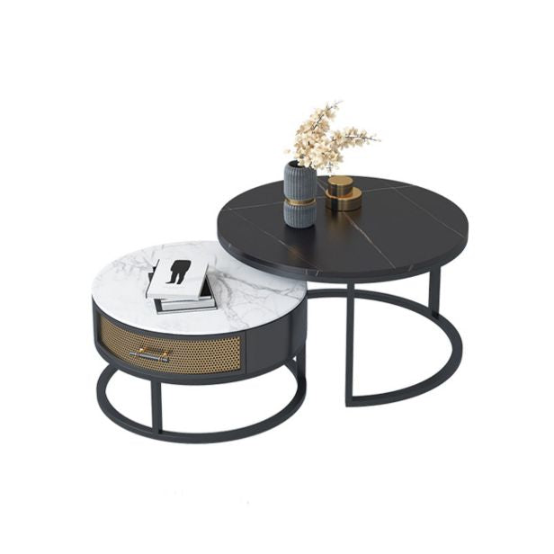 Frame 2 Nesting Coffee Table Set Modern Slate Cocktail Table with Drawer